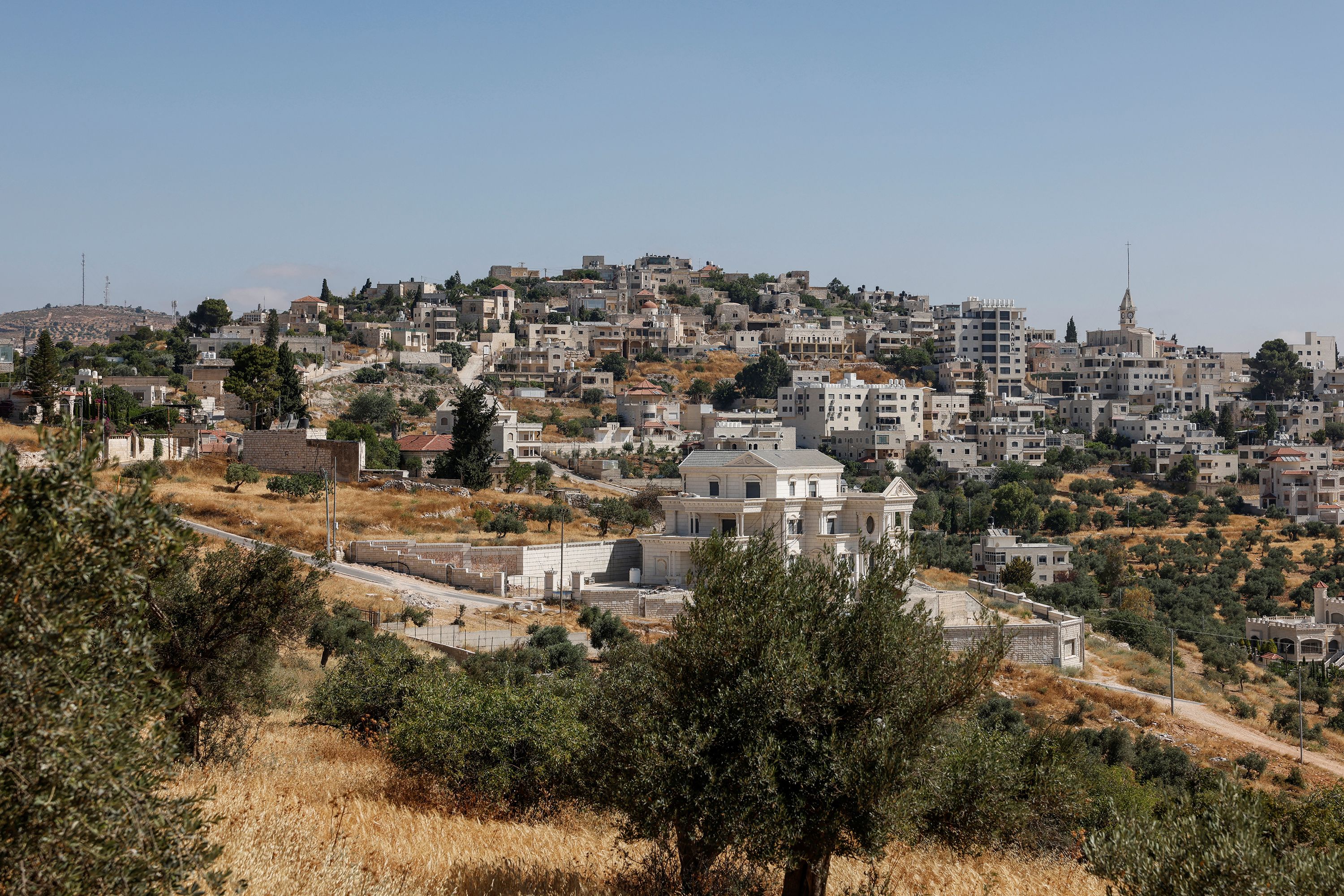 A general view of the Palestinian Christian town of Taybeh, northeast of the city of Ramallah in the Israeli-occupied West Bank on June 22, 2026.