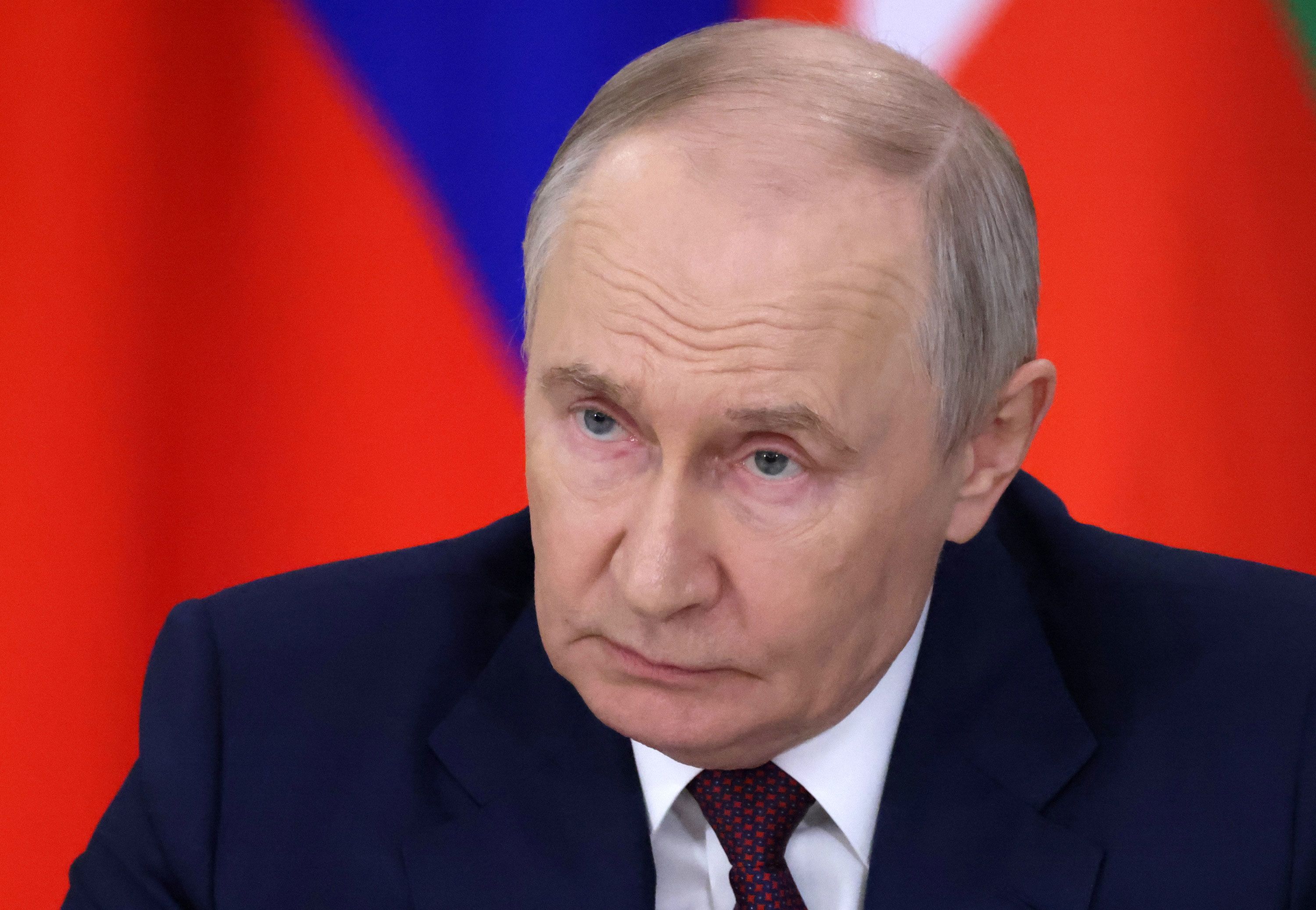 Russian President Vladimir Putin attends a meeting at the Kremlin in Moscow on August 18.