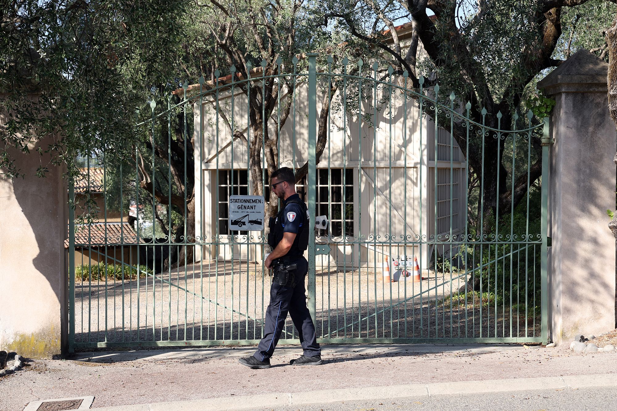 A police officer pictured outside the Renoir Museum in Cagnes-sur-Mer, France, on Tuesday.