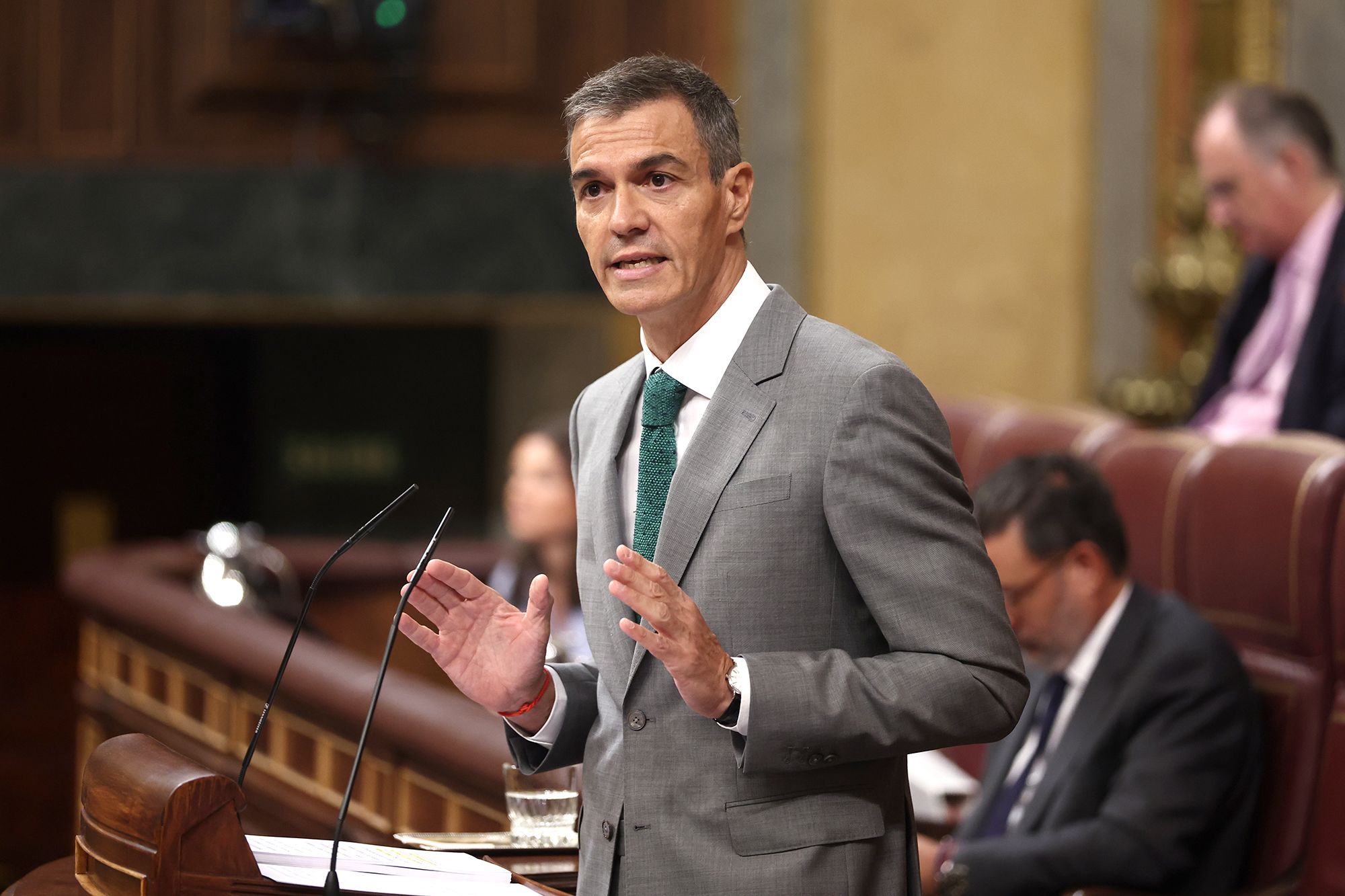 Spain's Prime Minister Pedro Sánchez pictured during his address to lawmakers on Thursday.