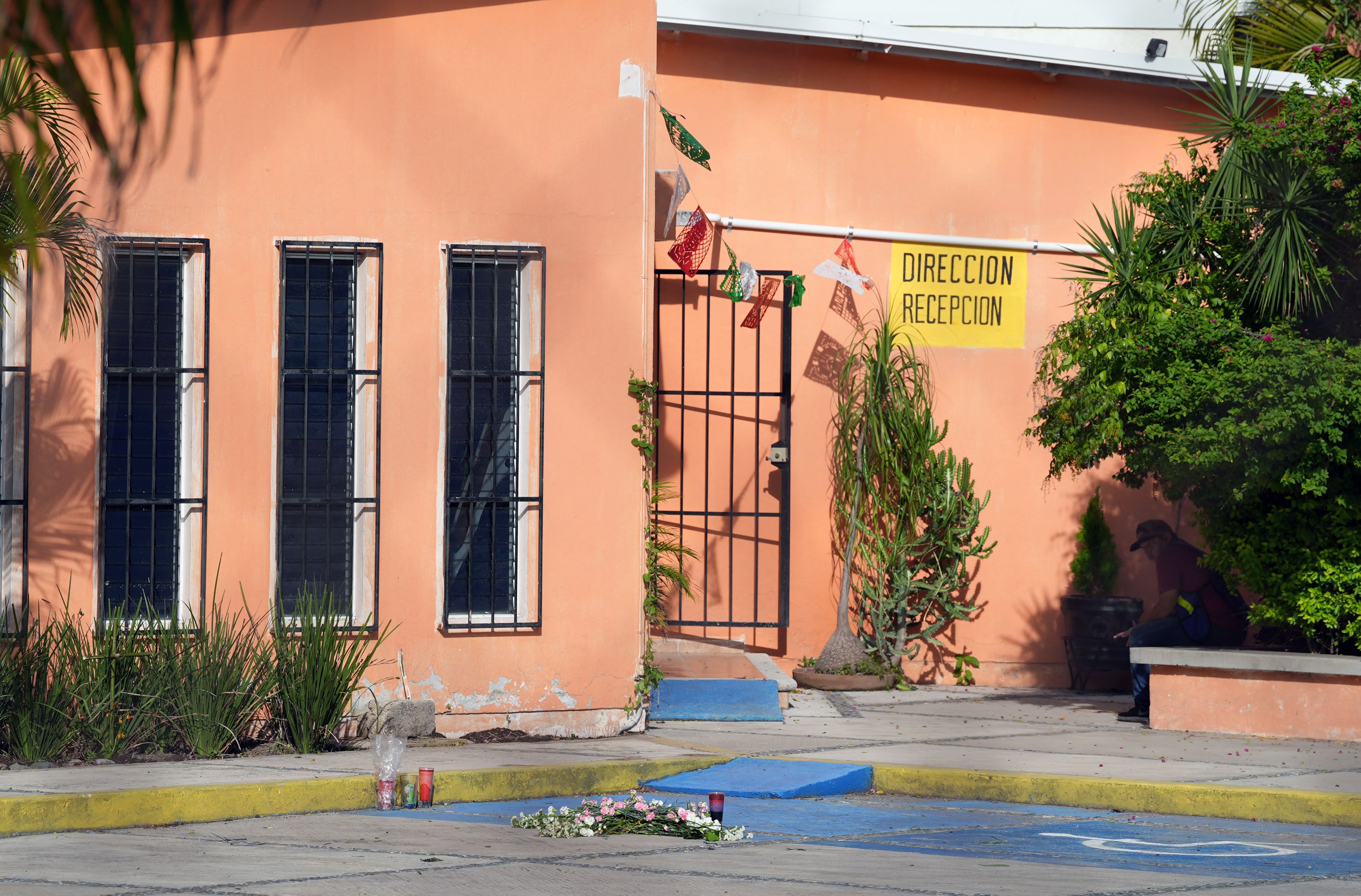 A view of a tribute in honor of Claudia Tacoronte Aguilera, a Spanish student who was murdered at the entrance to the House of Culture in Cuautla, Morelos state, Mexico on September 14.