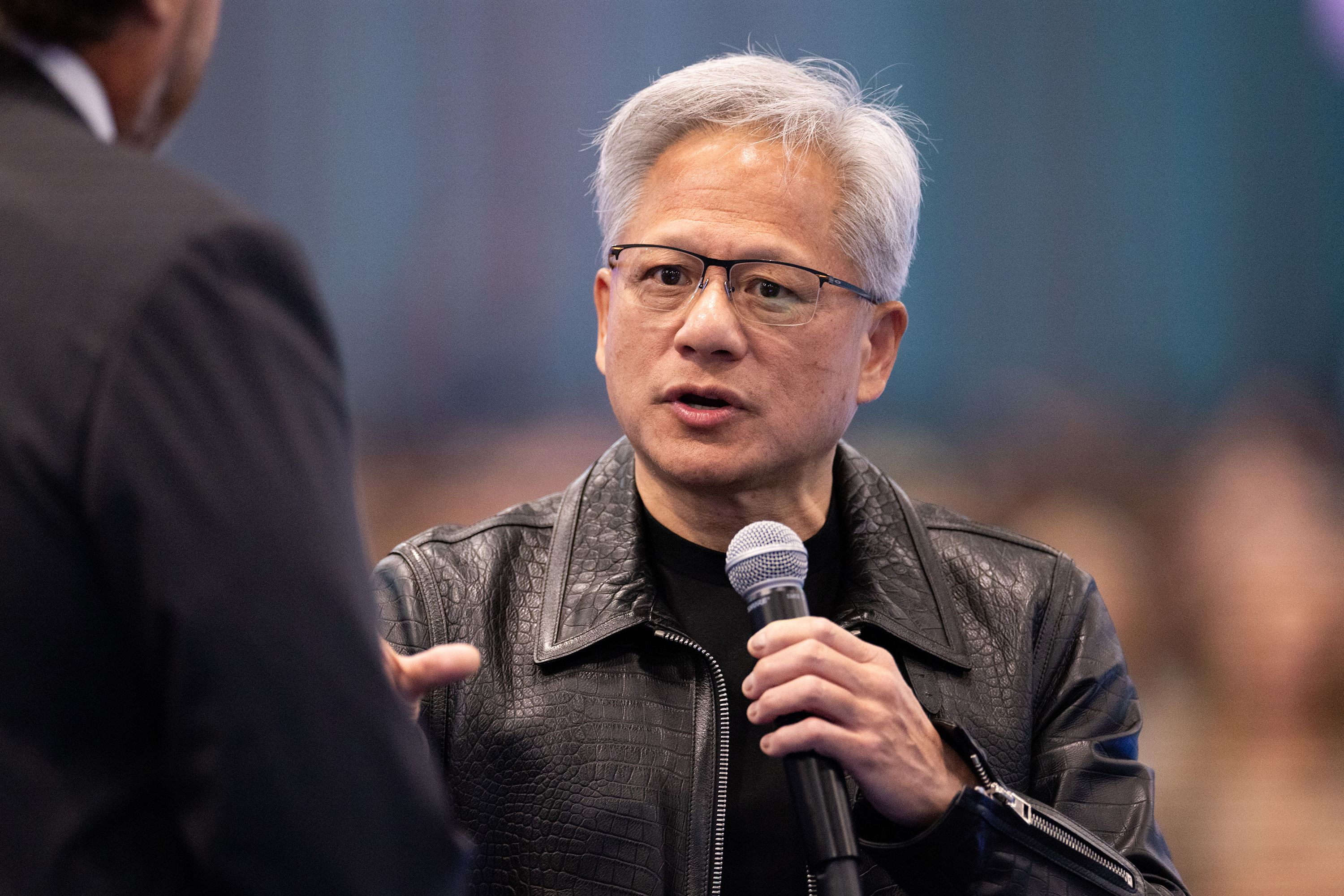 Nvidia CEO Jensen Huang speaks during the keynote address at Salesforce's Dreamforce conference on September 15 in San Francisco.