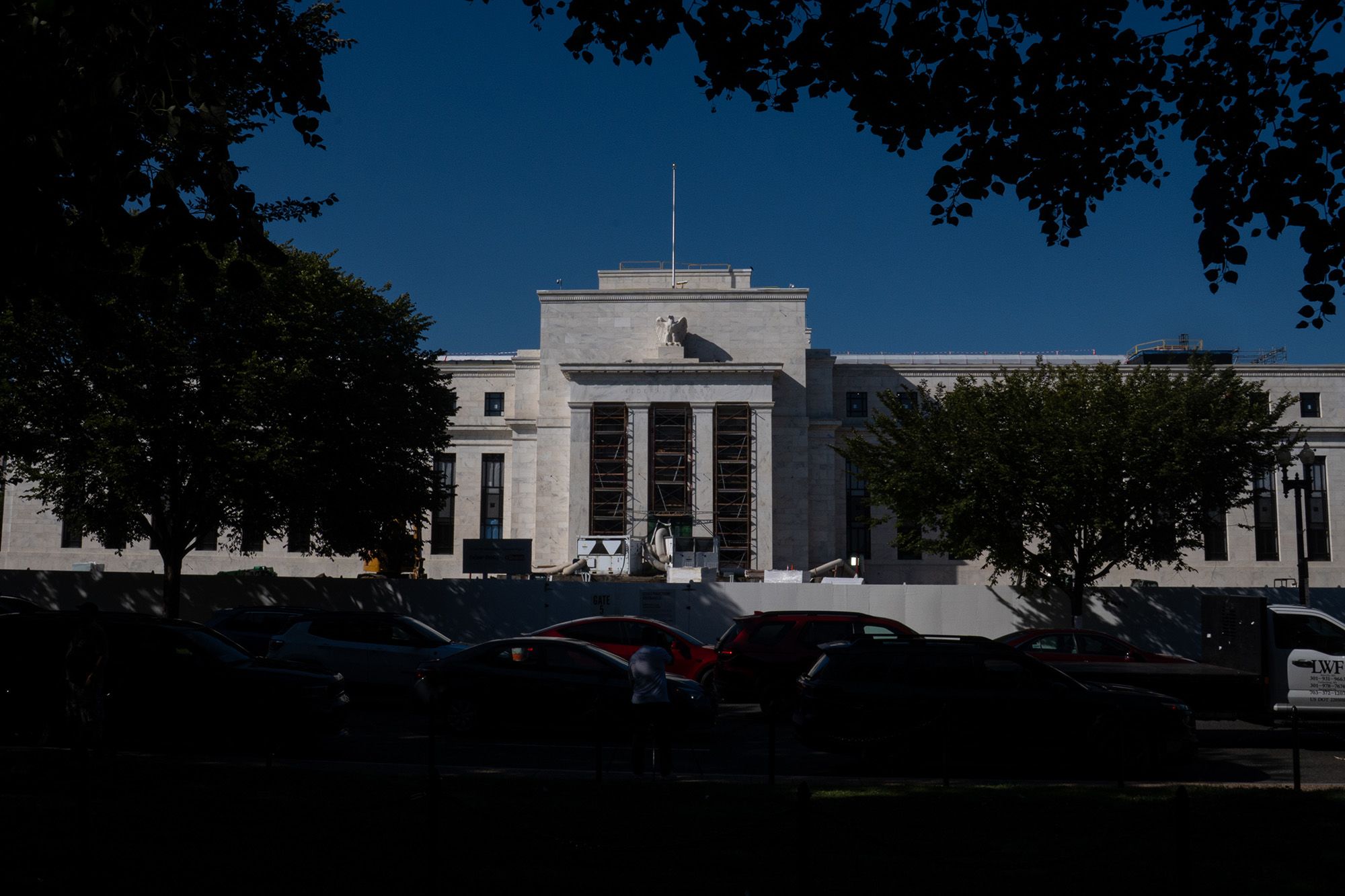The Marriner S. Eccles Federal Reserve Board Building is seen under construction in Washington, D.C., on September 15, 2026.