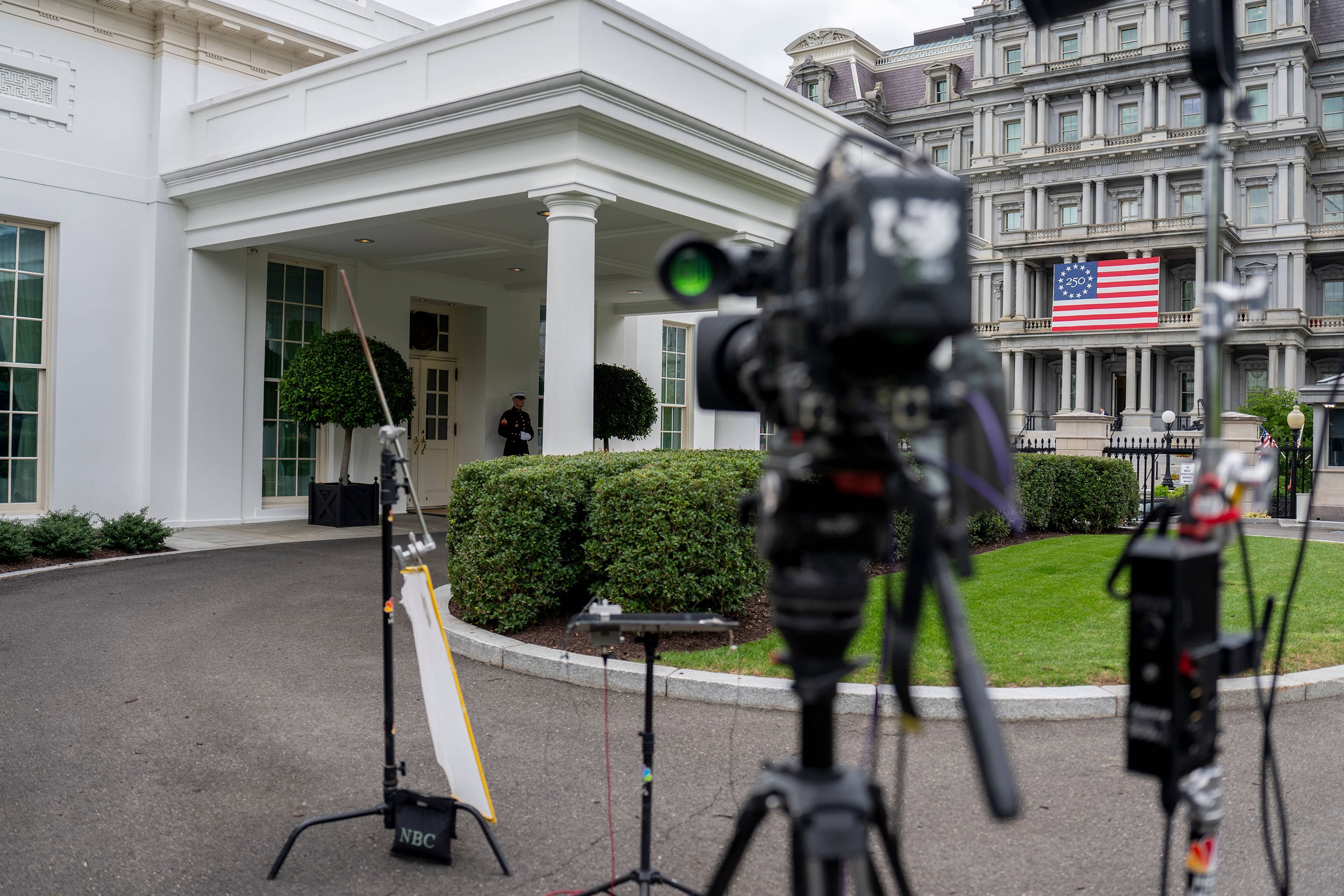 A television camera outside the West Wing of the White House on September 21, 2026.