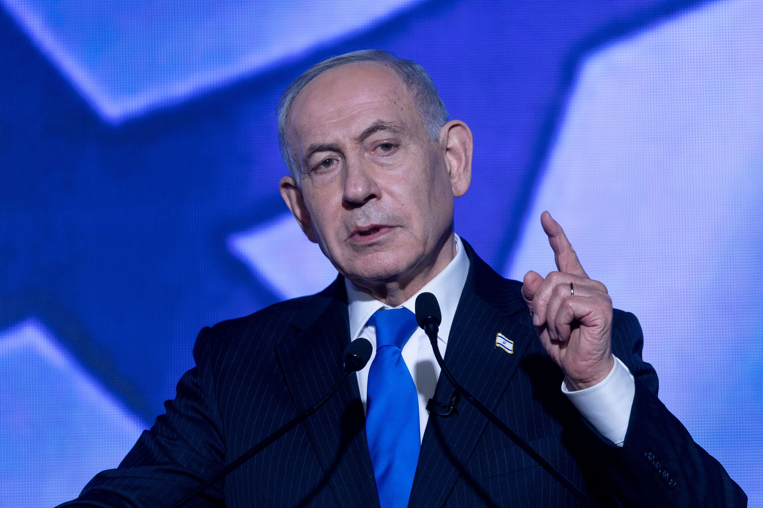 Israeli Prime Minister, Benjamin Netanyahu speaks during a Likud campaign rally in Tel Aviv, Israel, on September 17, 2026.