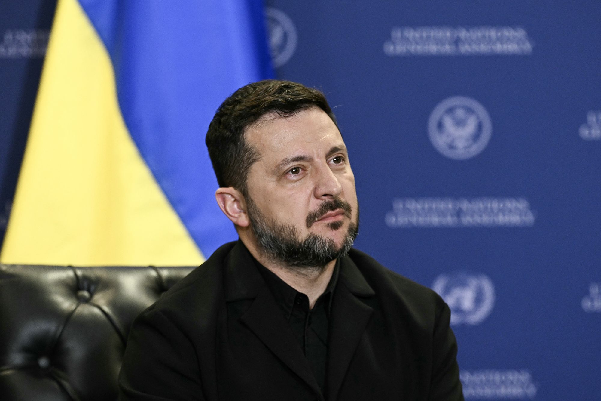 Ukraine's President Volodymyr Zelensky during a bilateral meeting with US President Donald Trump on the sidelines of the 81st United Nations General Assembly in New York, on September 22, 2026. (Photo by Brendan SMIALOWSKI / AFP via Getty Images)