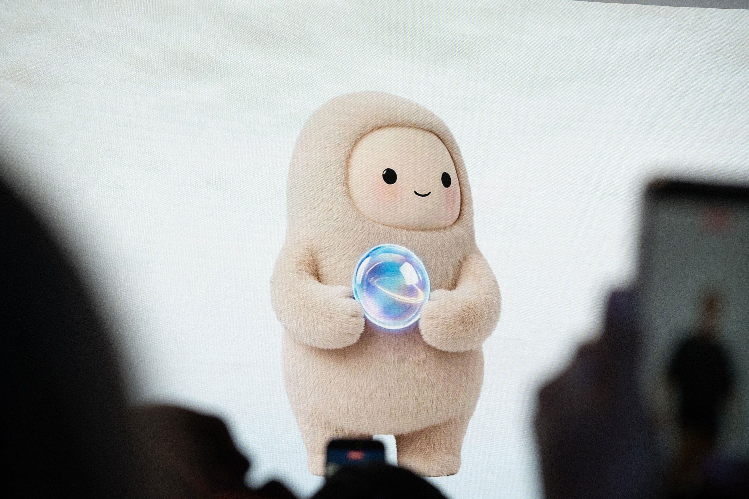 Jolly, an avatar for Muse, Meta's AI Agent, shown on a screen during the Meta Connect event in Menlo Park, California, on Wednesday, September 23. The event showcases Meta's latest breakthroughs in AI technologies, AI glasses and VR.
