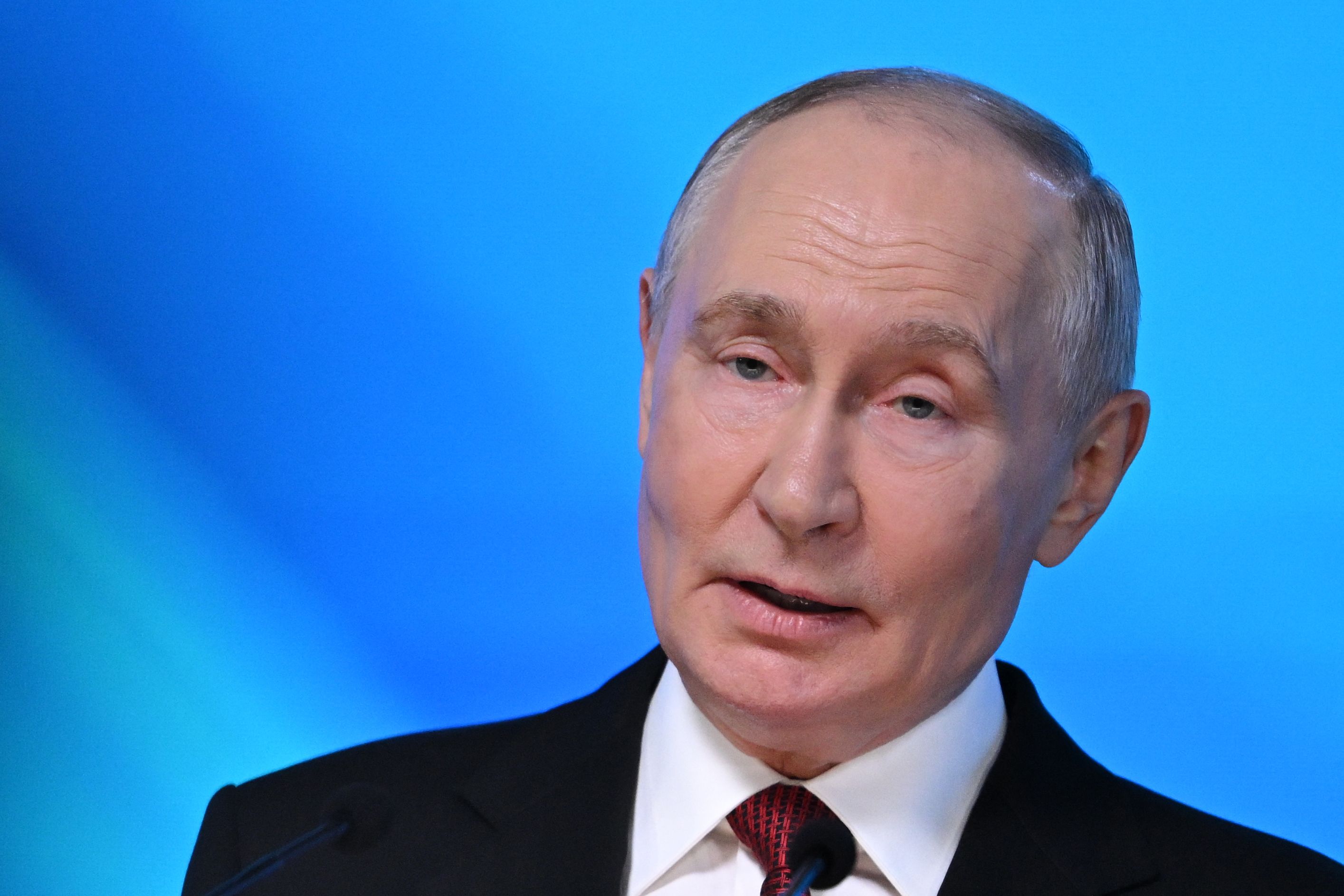 Russia's President Vladimir Putin addresses the audience during the Valdai Discussion Club meeting in Moscow on October 1, 2026.