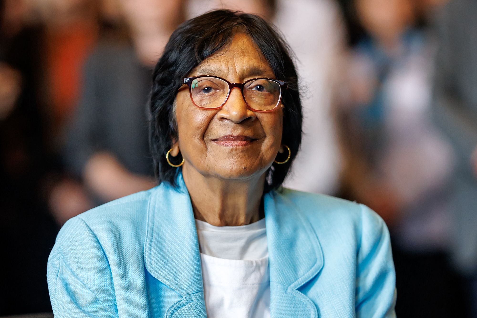 09 October 2026, Bavaria, Nuremberg: South African lawyer Navanethem "Navi" Pillay sits at the Nuremberg Forum in Nuremberg following the announcement that she will be awarded the 2026 Nobel Peace Prize. The Nobel Committee is honoring her for her efforts to promote peace and international law. Photo: Daniel Karmann/dpa (Photo by Daniel Karmann/picture alliance via Getty Images)
