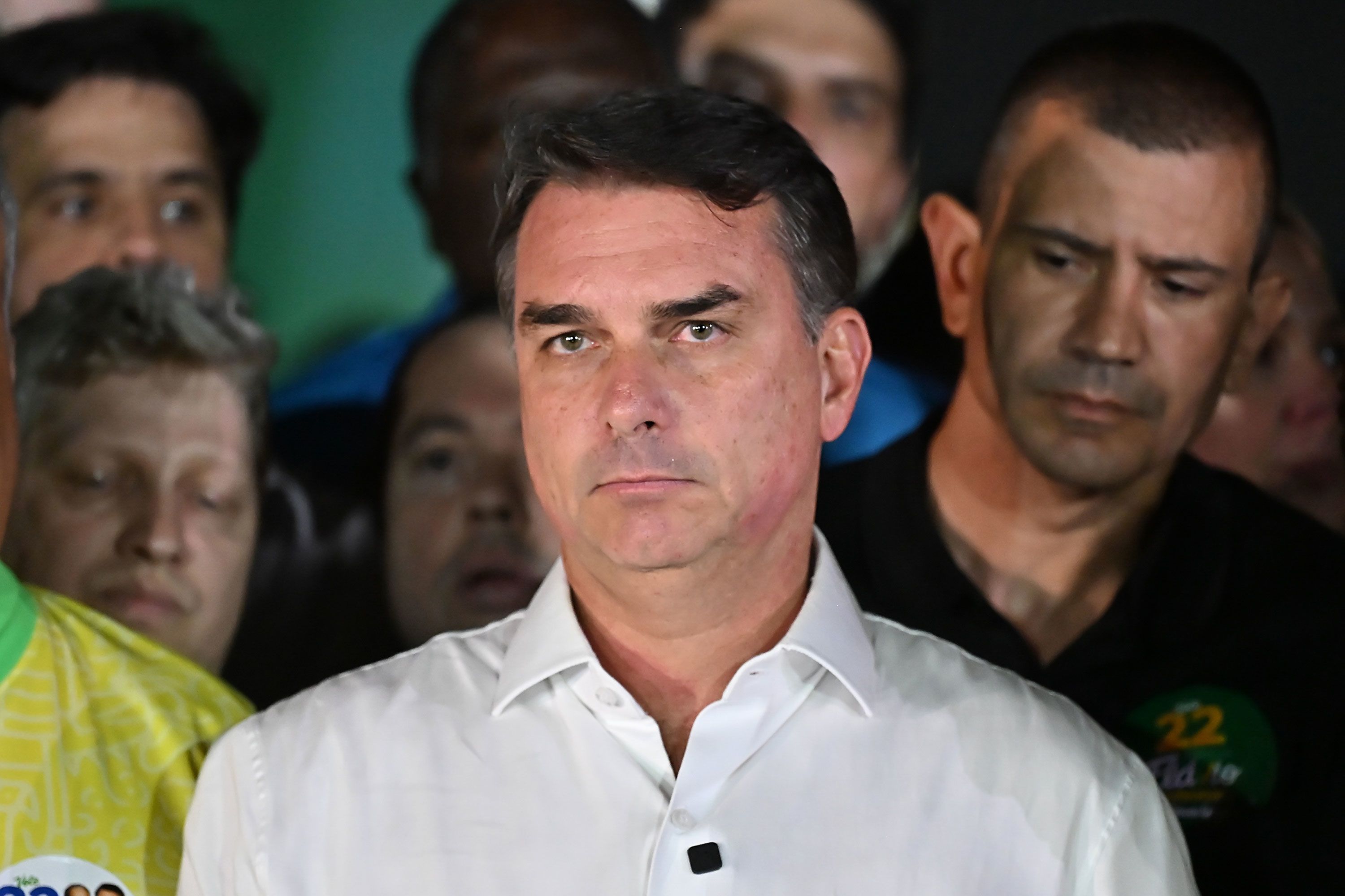 Presidential candidate Flavio Bolsonaro after the results of the general election on October 25, 2026 in Brasilia, Brazil.