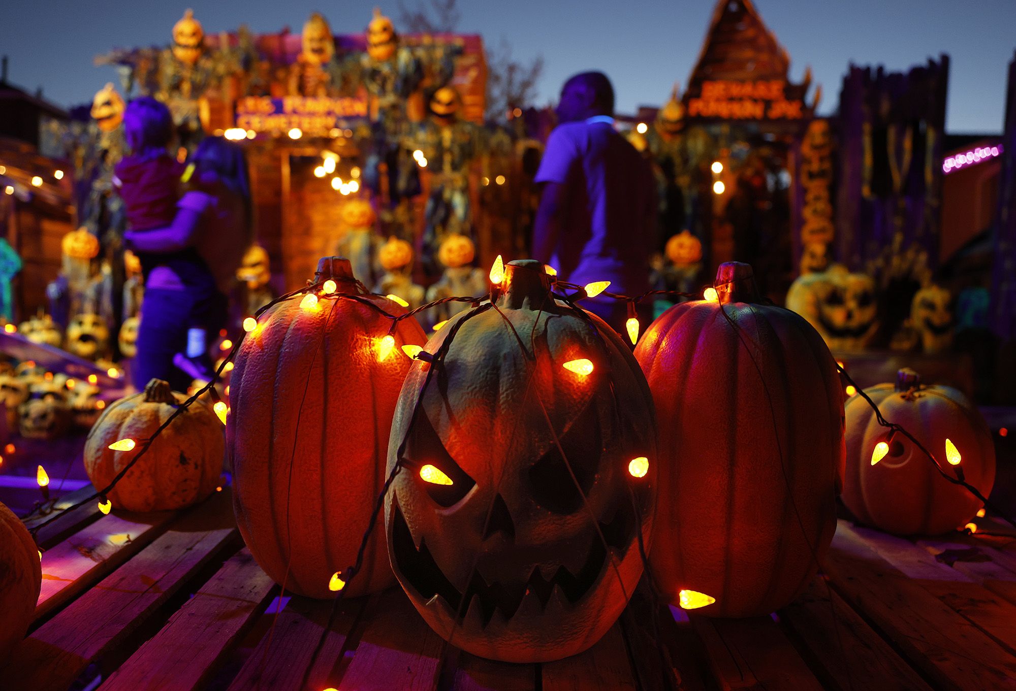 Halloween decorations are displayed in front of a home on October 24, 2026, in Burbank, California.