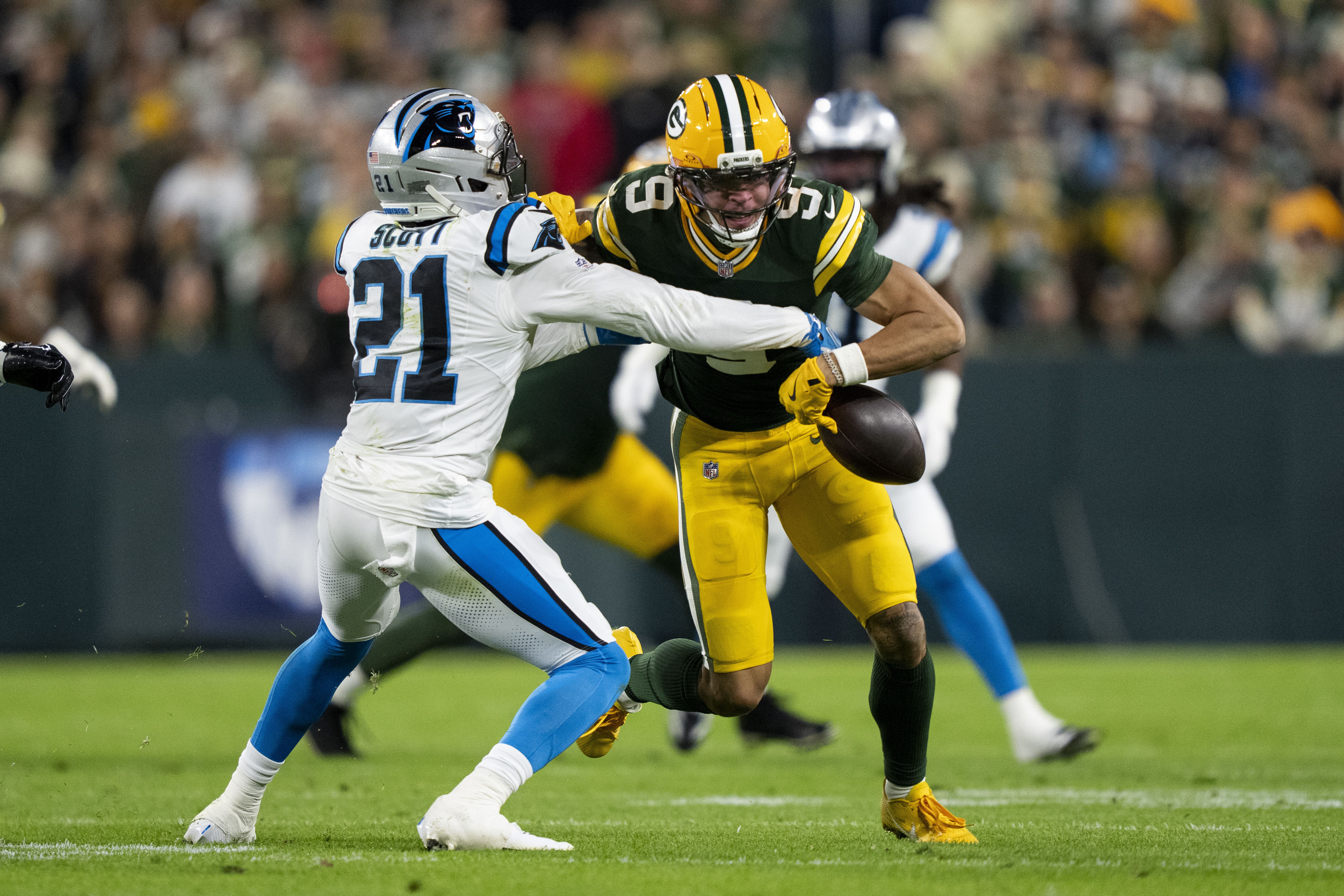 Green Bay Packers wide receiver Christian Watson during Thursday's game against the Carolina Panthers.