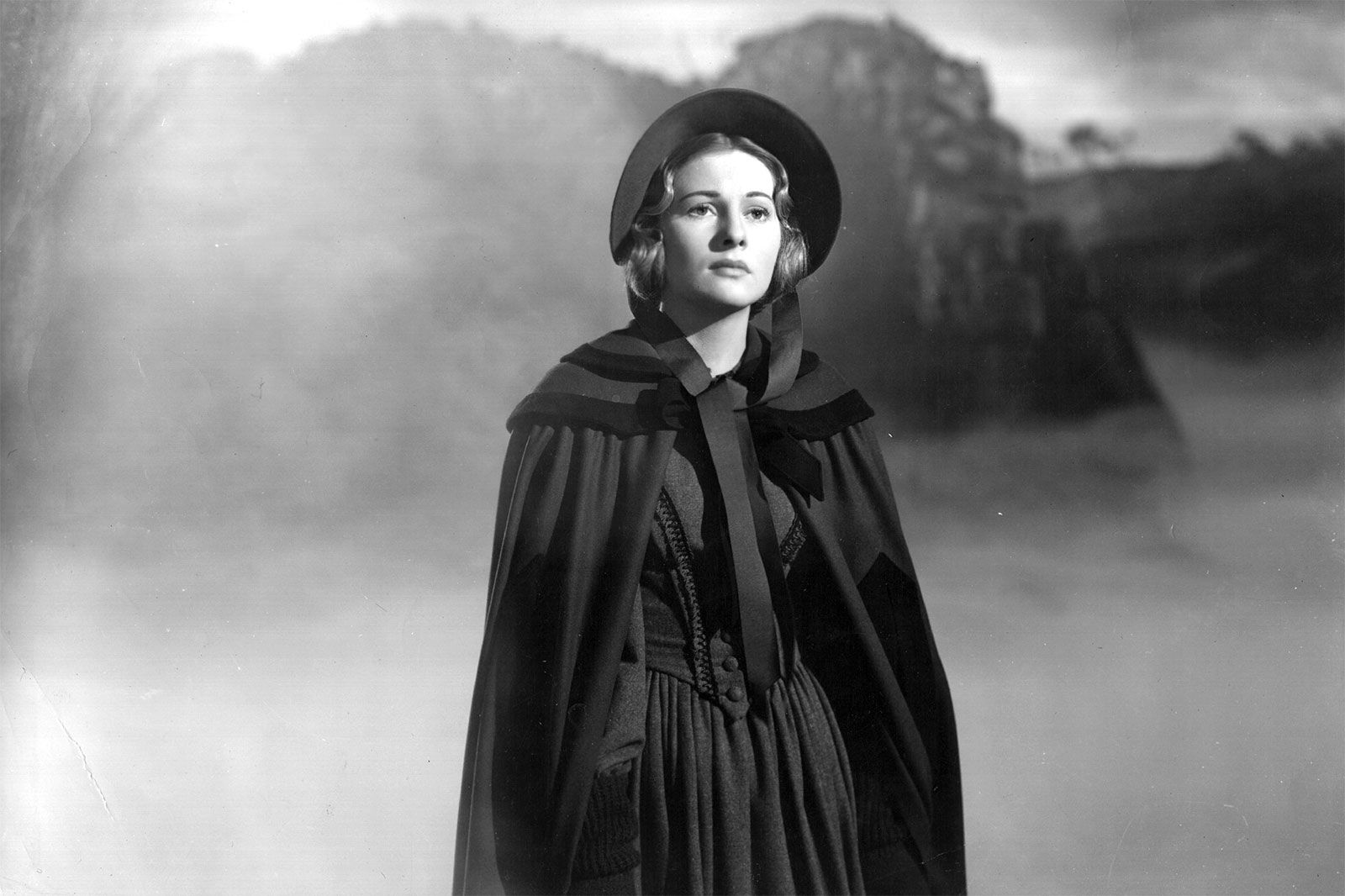 Joan Fontaine appears in the film 'Jane Eyre', adapted from the novel by Charlotte Bronte in 1944.