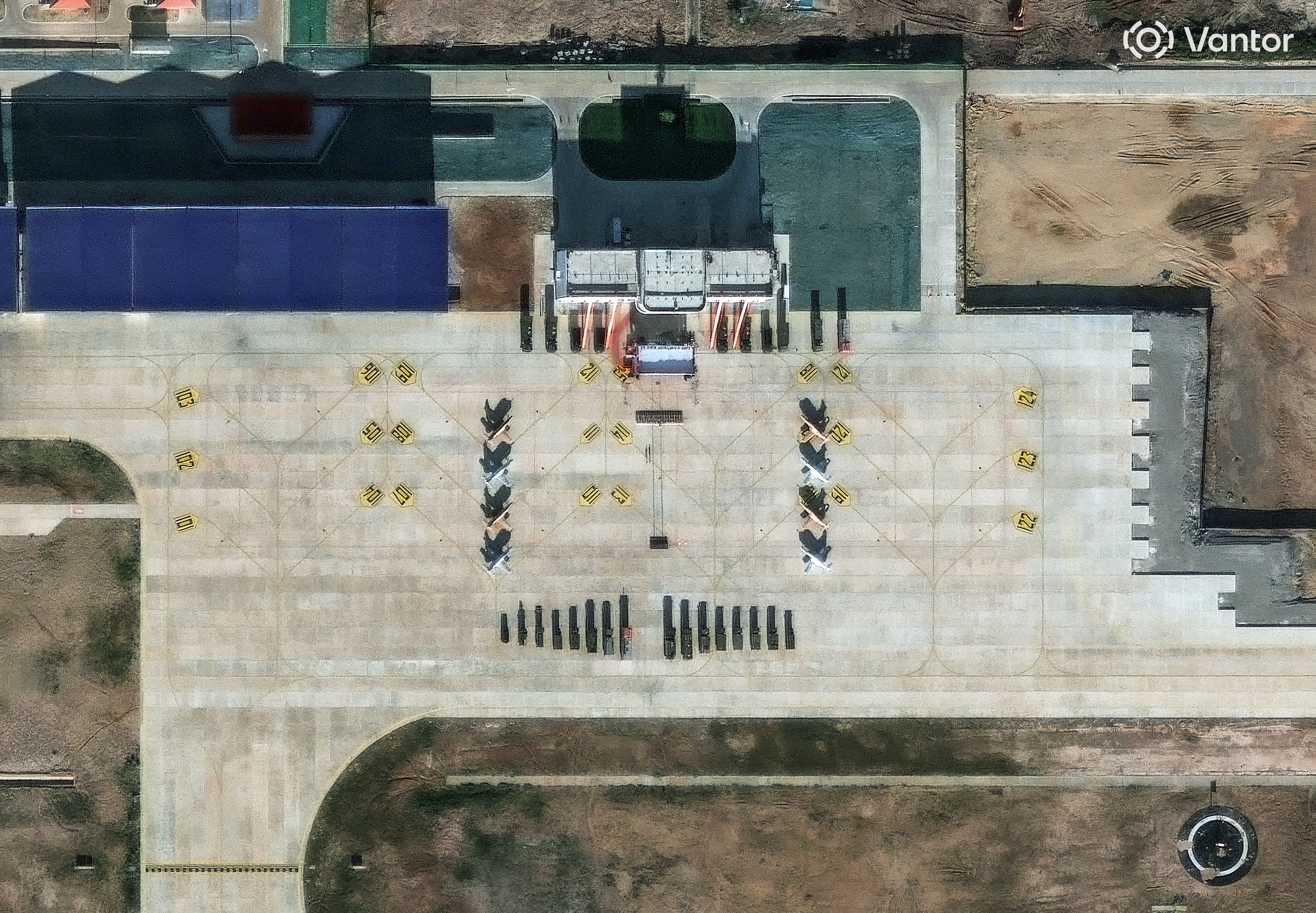An image from Vantor shows aircraft at a new joint China-Laos installation in Ban Keun, Laos.