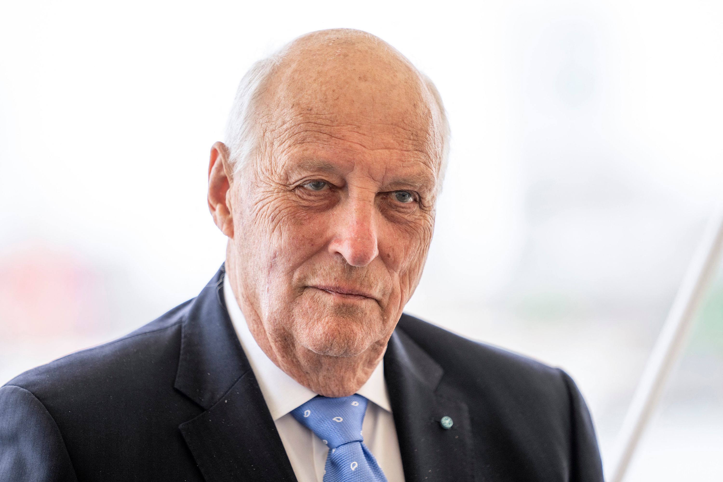 Norway's King Harald during a press conference during an official visit to Denmark, on June 16, 2023.