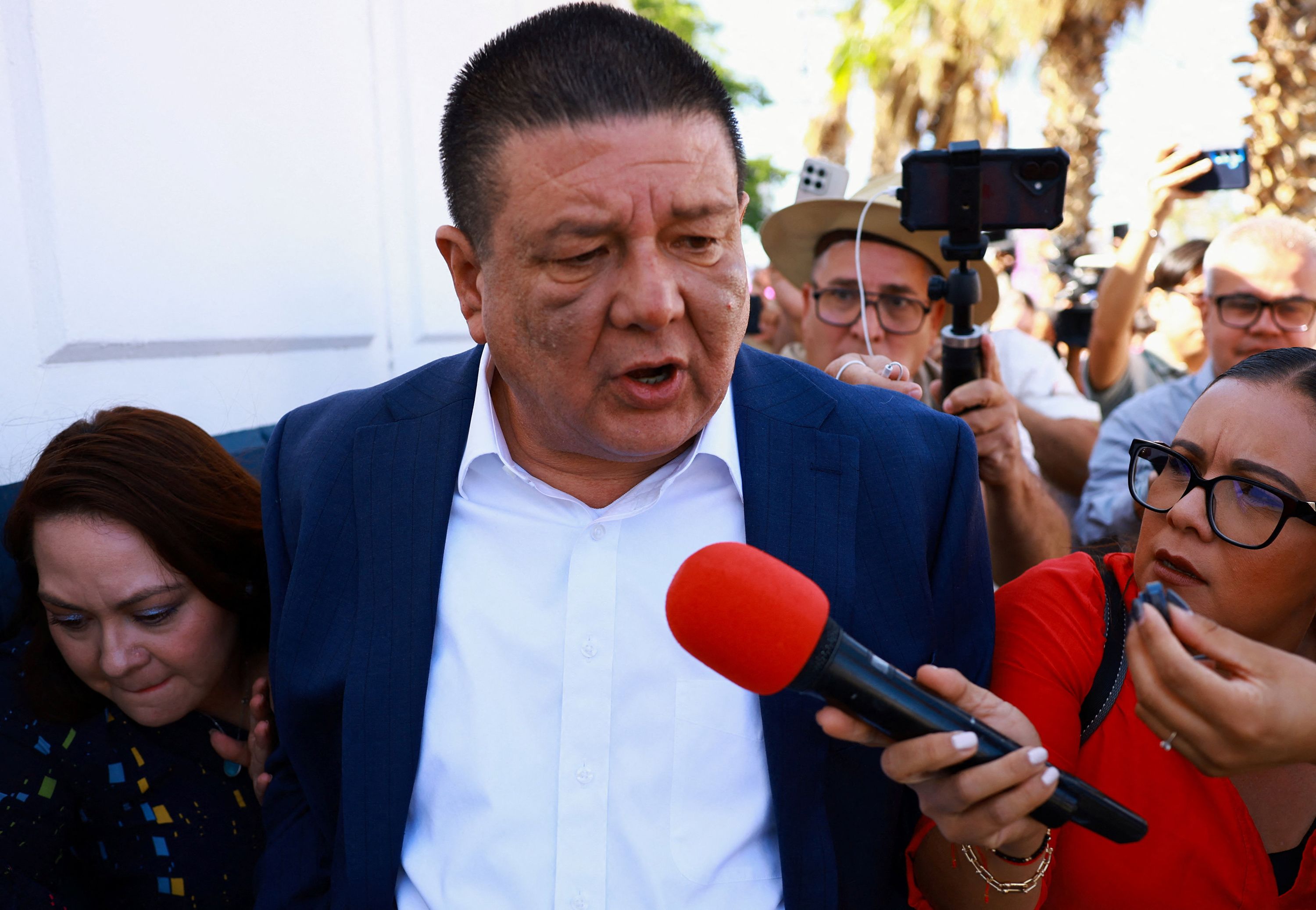 Former Chihuahua prosecutor César Jáuregui arrives at the premises of Mexico’s Federal Attorney General’s Office (FGR) to be questioned about the deaths of two CIA agents, in Ciudad Juarez, Mexico, on May 27. The agents died in a car crash following a security operation to dismantle a drug lab in Guachochi