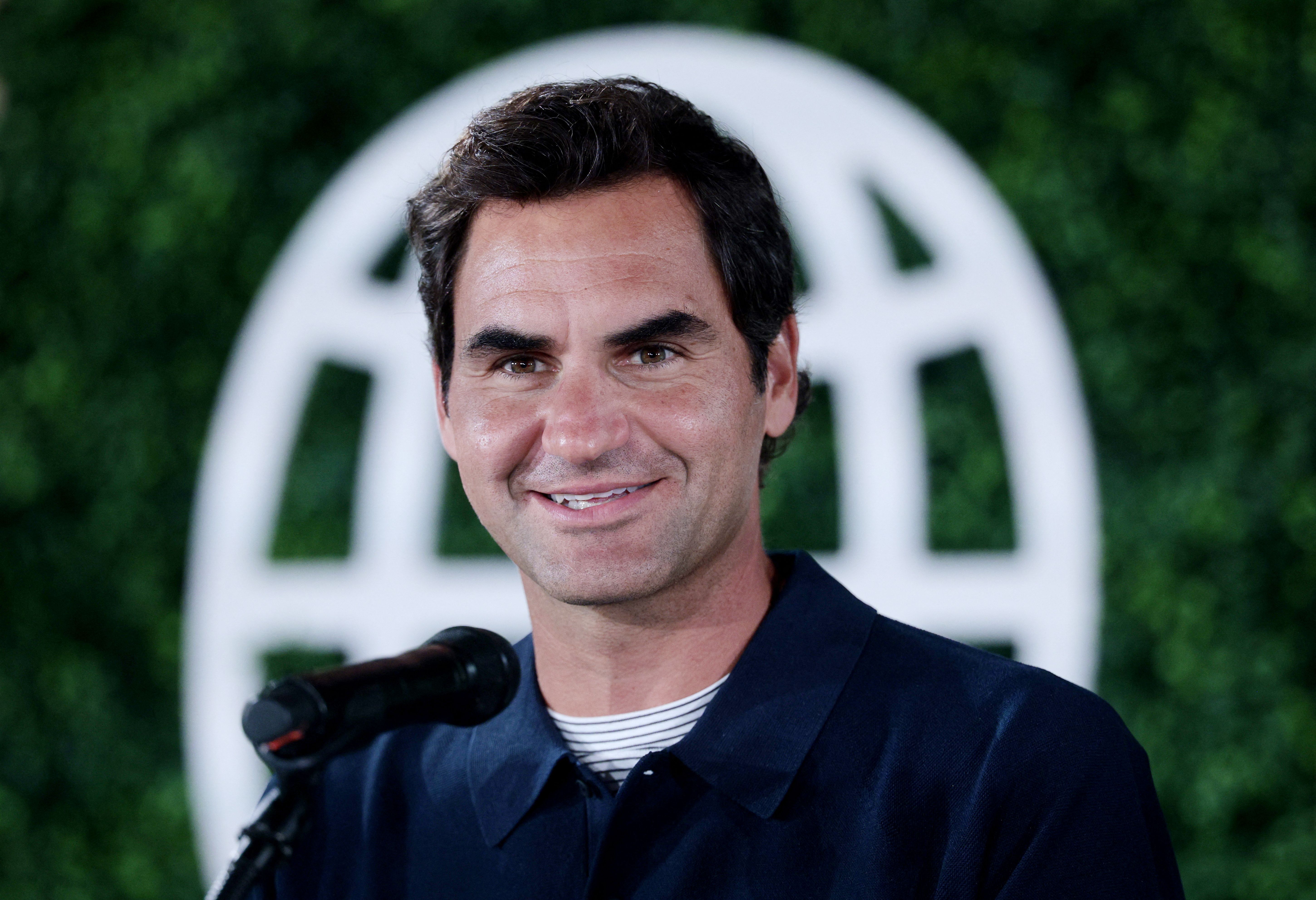 Roger Federer was all smiles Friday ahead of his induction into the International Tennis Hall of Fame.
