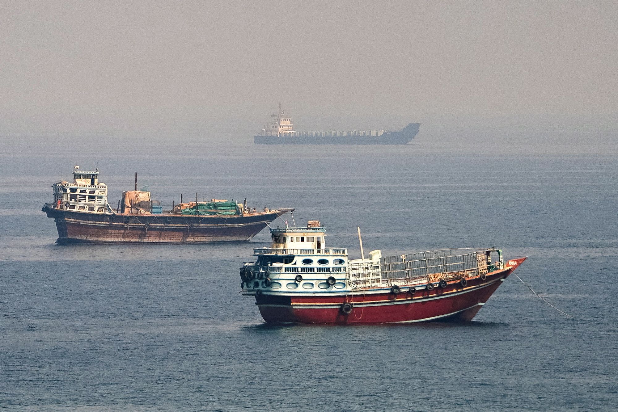 Vessels near the Strait of Hormuz, as seen from Musandam, Oman, August 31, 2026. REUTERS/Stringer