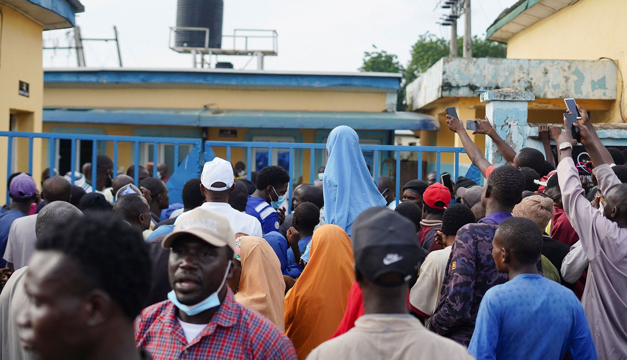 Family members of illegal mining suspects arrested in mining raids who reportedly died while in detention gather at Minna General Hospital in Minna, Niger State, Nigeria, September 17, 2026. REUTERS/Ibrahim Ndamitso