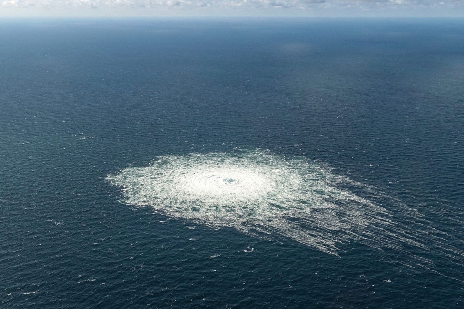 FILE PHOTO: Gas leak at Nord Stream 2 as seen from the Danish F-16 interceptor on Bornholm, Denmark September 27, 2022. Danish Defence Command/Forsvaret  Ritzau Scanpix/via REUTERS    ATTENTION EDITORS - THIS IMAGE WAS PROVIDED BY A THIRD PARTY. DENMARK OUT. NO COMMERCIAL OR EDITORIAL SALES IN DENMARK/File Photo