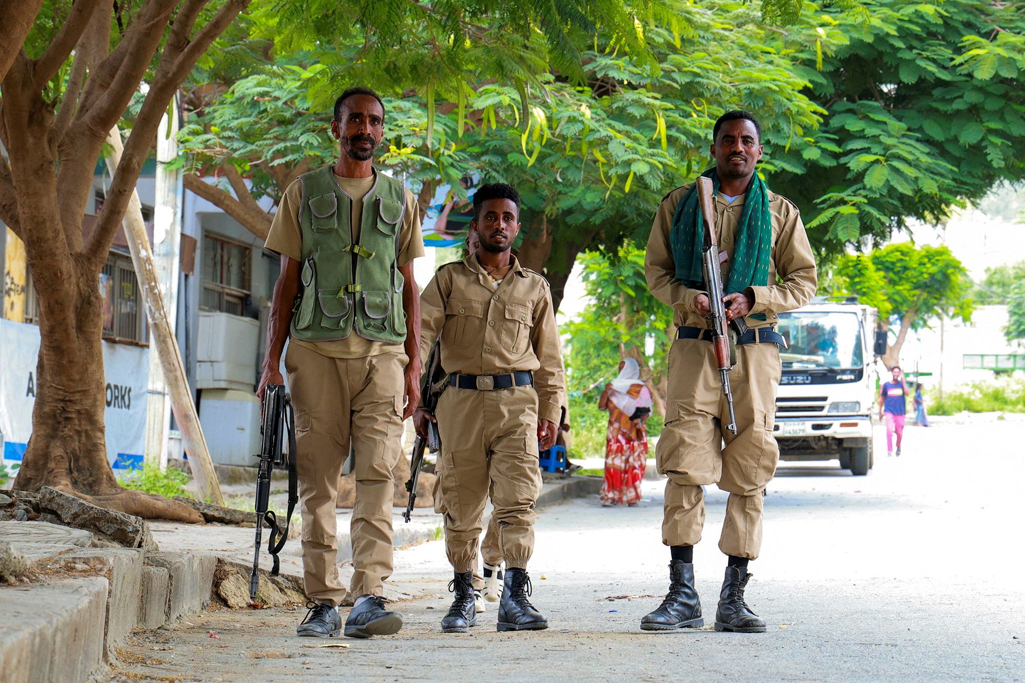 Members of the Tigrayan forces patrol along a street as tensions intensify after the forces launched a major offensive against the federal government in multiple locations, in Mekelle, Tigray Region, Ethiopia, September 24, 2026. Obtained by REUTERS     TPX IMAGES OF THE DAY