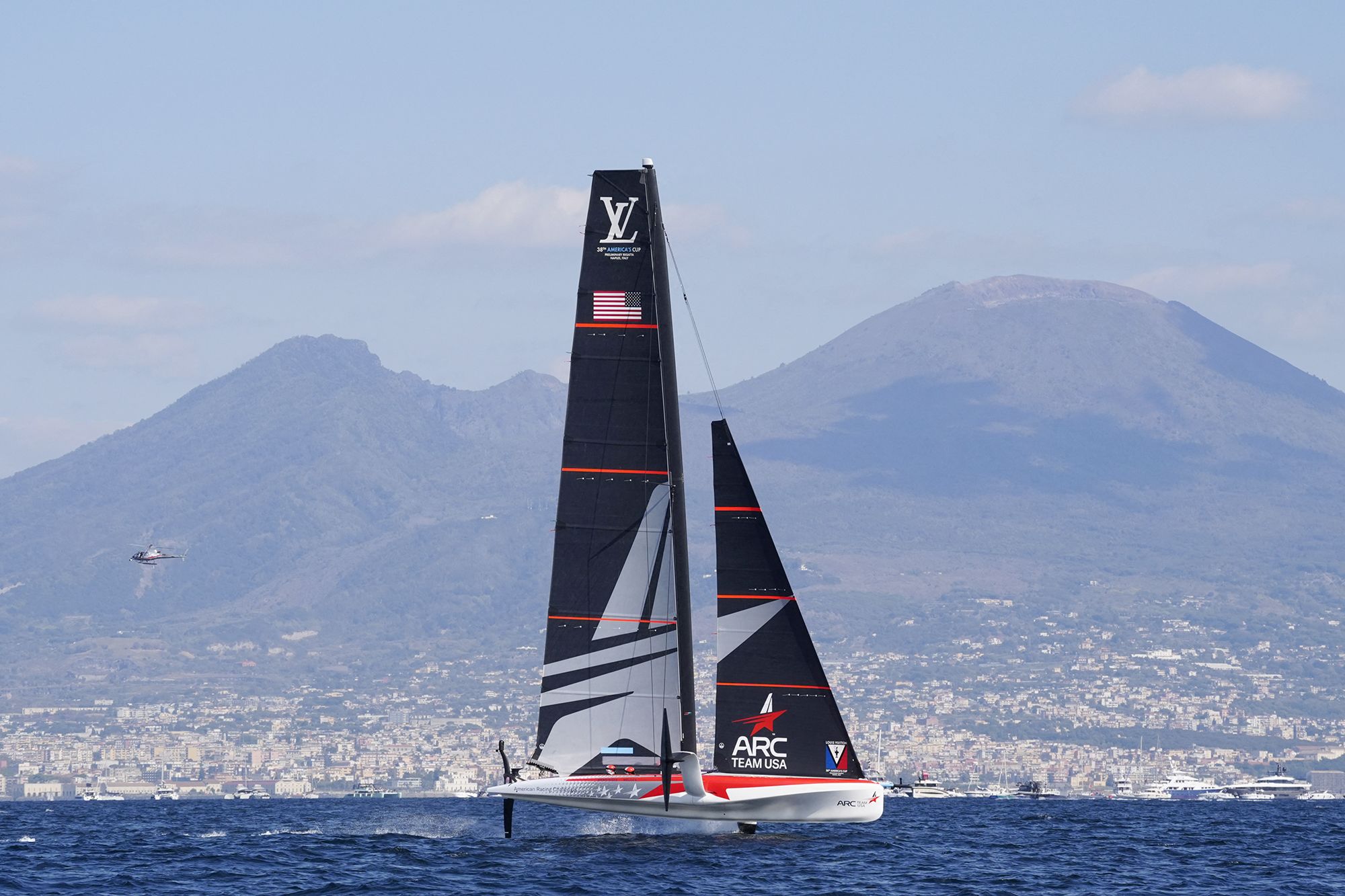 Sailing - 38th America's Cup - Preliminary Regatta - Naples, Italy - September 27, 2026ARC Team U.S. in action during the Preliminary Regatta REUTERS/Matteo Ciambelli
