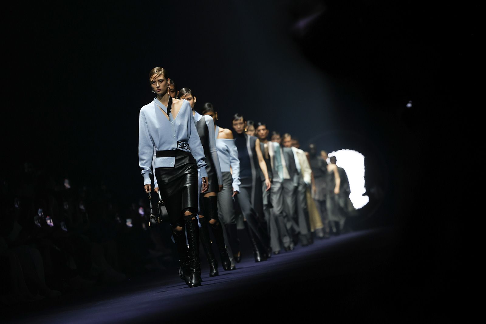 Models walk the runway at the Fendi fashion show during the Milan Fashion Week Womenswear Fall-Winter 2023 on February 22, 2023 in Milan, Italy. 